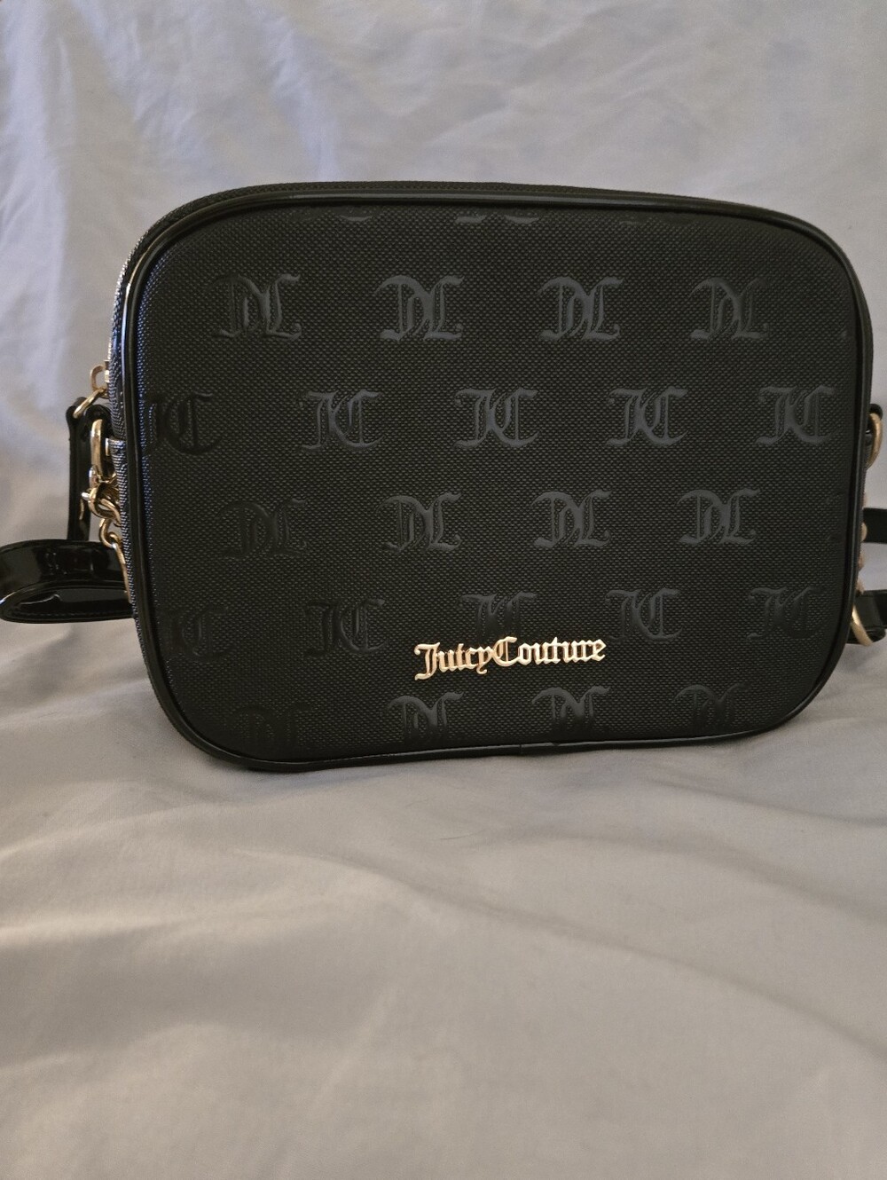 Juicy Couture Black Monogram Crossbody with Gold Logo